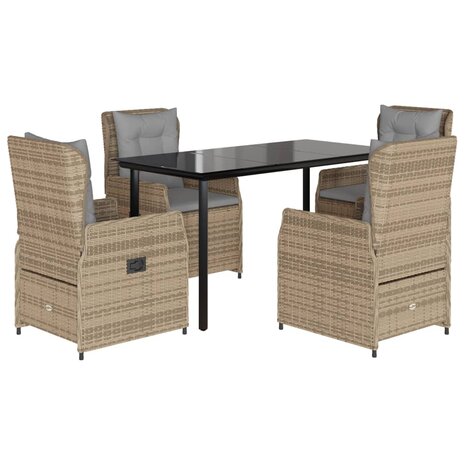 5-delige Tuinset met kussens poly rattan beige