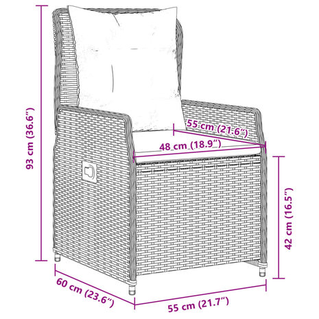 5-delige Tuinset met kussens poly rattan beige