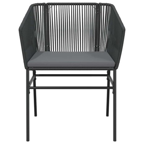 5-delige Tuinset met kussens poly rattan glas zwart