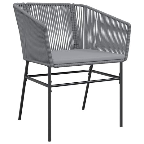 5-delige Tuinset met kussens poly rattan glas grijs