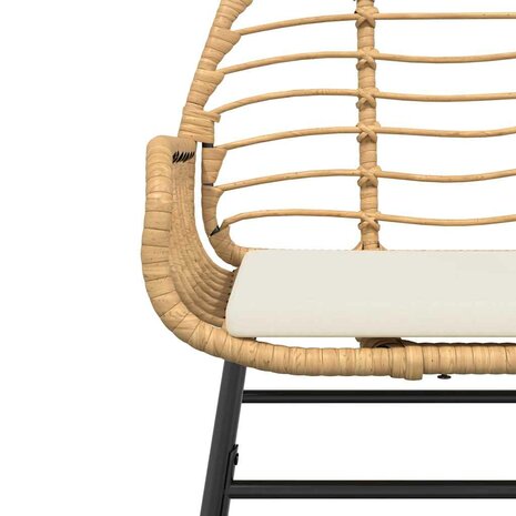 7-delige Tuinset met kussens poly rattan glas bruin