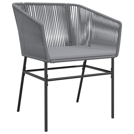 7-delige Tuinset met kussens poly rattan glas grijs