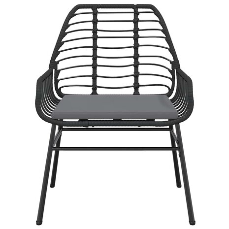 7-delige Tuinset met kussens poly rattan glas zwart