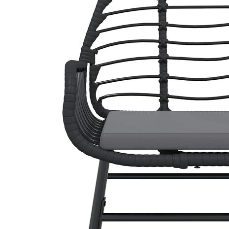 7-delige Tuinset met kussens poly rattan glas zwart
