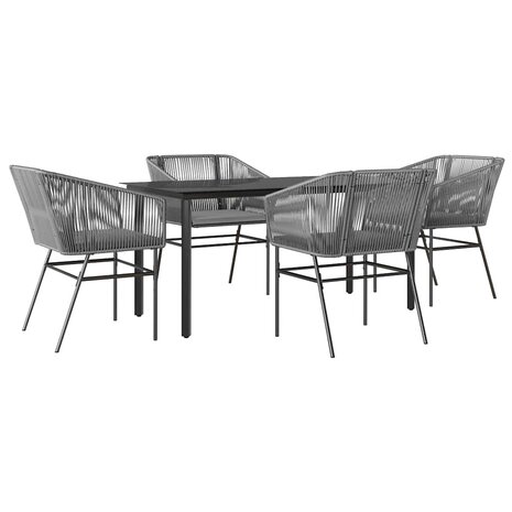 5-delige Tuinset met kussens poly rattan glas grijs