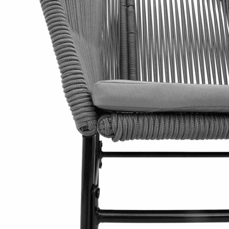 5-delige Tuinset met kussens poly rattan glas grijs