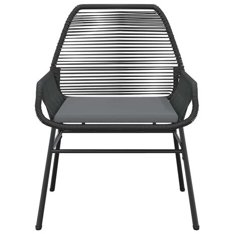 5-delige Tuinset met kussens poly rattan glas zwart