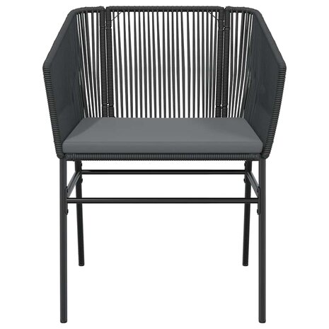 5-delige Tuinset met kussens poly rattan glas zwart