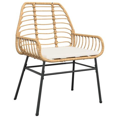 7-delige Tuinset met kussens poly rattan glas bruin