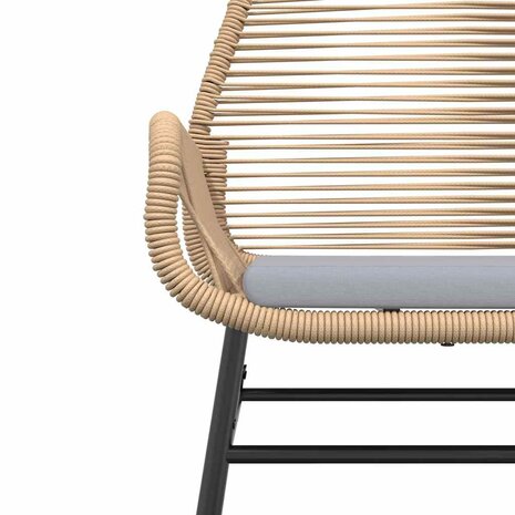 7-delige Tuinset met kussens poly rattan glas bruin