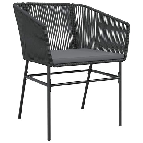 9-delige Tuinset met kussens poly rattan glas zwart
