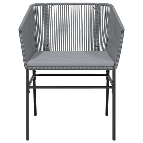 9-delige Tuinset met kussens poly rattan glas grijs