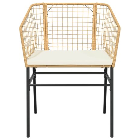 9-delige Tuinset met kussens poly rattan glas bruin