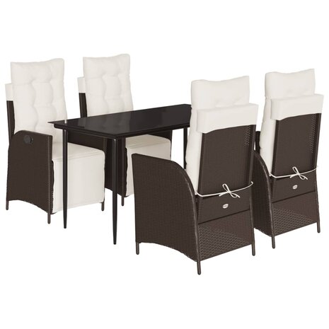 5-delige Tuinset met kussens poly rattan bruin