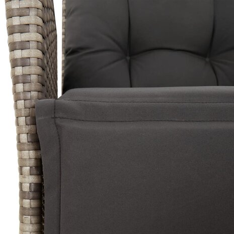 5-delige Tuinset met kussens poly rattan grijs