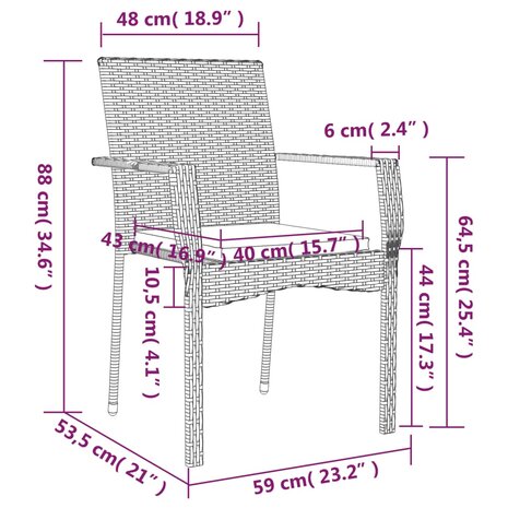 9-delige Tuinset poly rattan zwart