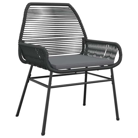 7-delige Tuinset met kussens poly rattan glas zwart