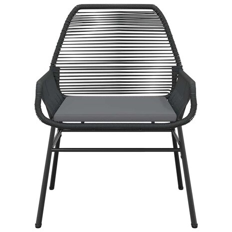 9-delige Tuinset met kussens poly rattan glas zwart