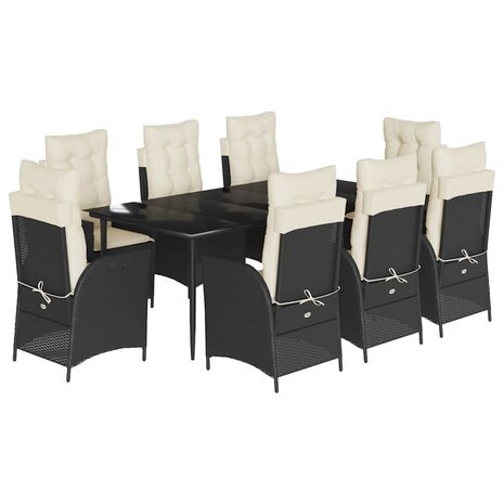 9-delige Tuinset poly rattan zwart