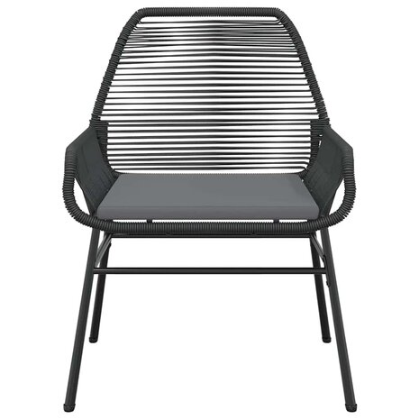 5-delige Tuinset met kussens poly rattan glas zwart