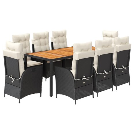 9-delige Tuinset poly rattan zwart