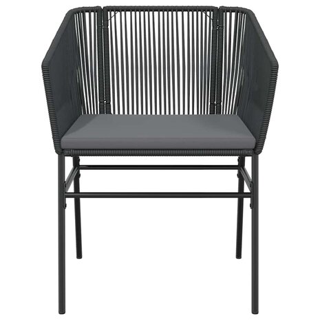 5-delige Tuinset met kussens poly rattan glas zwart