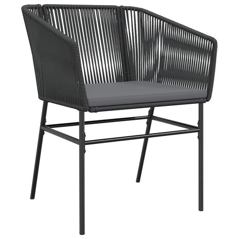 5-delige Tuinset met kussens poly rattan glas zwart
