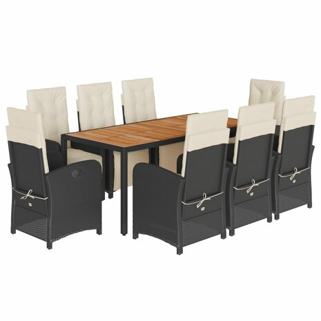 9-delige Tuinset poly rattan zwart