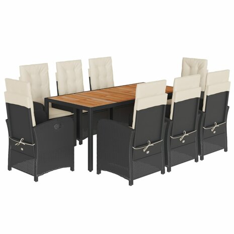 9-delige Tuinset poly rattan zwart