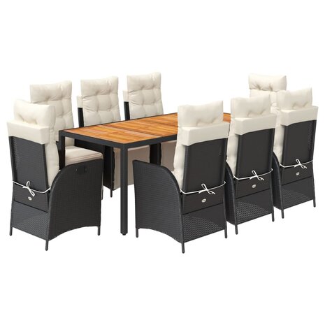 9-delige Tuinset poly rattan zwart