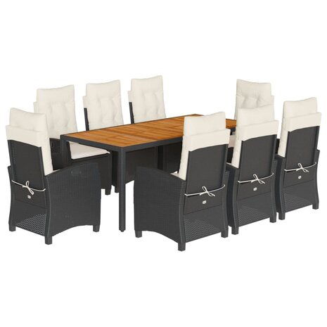 9-delige Tuinset poly rattan zwart