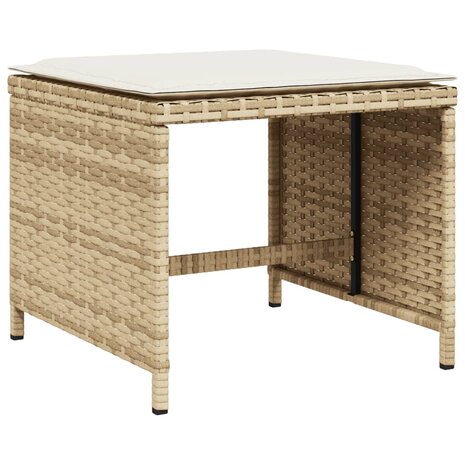 11-delige Tuinset met kussens poly rattan beige