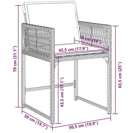 11-delige Tuinset met kussens poly rattan bruin