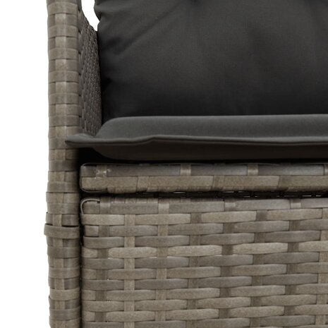 5-delige Tuinset met kussens poly rattan grijs