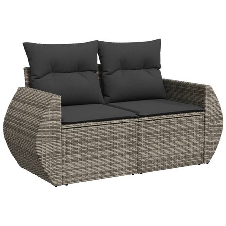 11-delige Loungeset met kussens poly rattan grijs