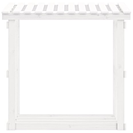 Haardhoutrek 108x64,5x109 cm massief grenenhout wit