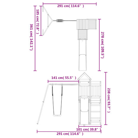 Speelhuis ge&iuml;mpregneerd grenenhout