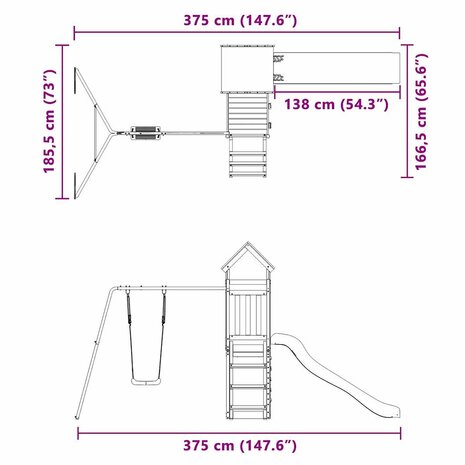 Speelhuis ge&iuml;mpregneerd grenenhout