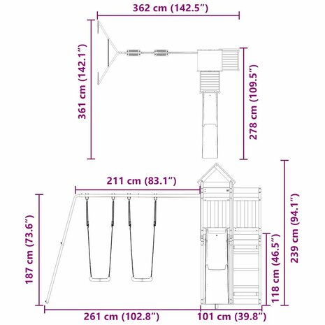 Speelhuis ge&iuml;mpregneerd grenenhout