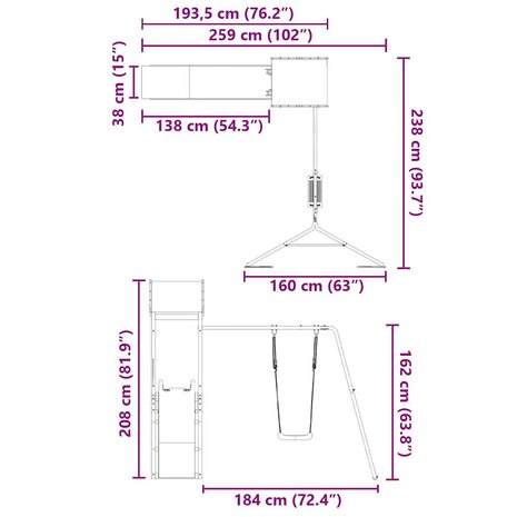 Speelhuis ge&iuml;mpregneerd grenenhout