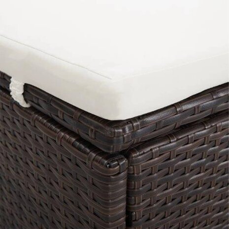 Ligbed met kussen 2-persoons poly rattan bruin