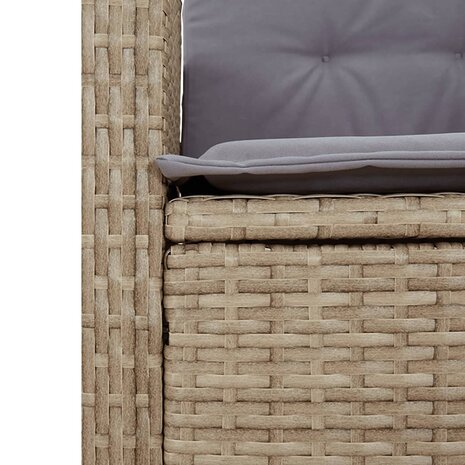 Tuinbankje verstelbaar met kussens poly rattan beige