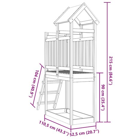 Speeltoren Bruin 52,5 x 110,5 x 215 cm Massief grenenhout