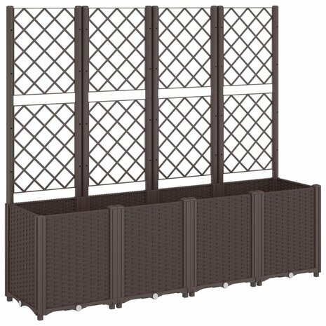 Plantenbak met latwerk 160x40x140 cm polypropeen bruin