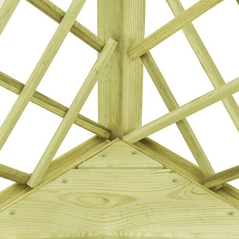 Hoekpergola met zitting 130x130x197 cm ge&iuml;mpregneerd grenenhout