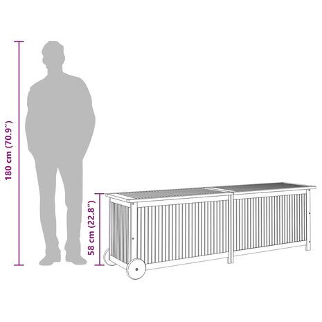 Tuinbox met wieltjes 150x50x58 cm massief acaciahout