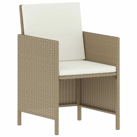 6-delige Tuinset met kussens poly rattan beige