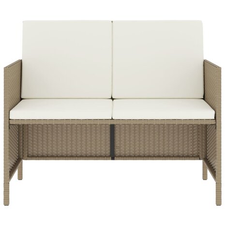 6-delige Tuinset met kussens poly rattan beige