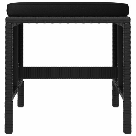 6-delige Tuinset met kussens poly rattan zwart