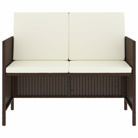 6-delige Tuinset met kussens poly rattan bruin